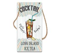 Long Island Ice Tea Wooden Sign 5X10 Inch Vintage Look Decoration Poster Sign for Home Kitchen Bathroom Farm Garden Garage Inspirational Quotes Wall Decor