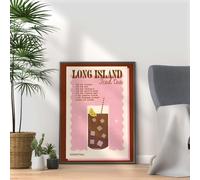 Long Island Iced Tea - Vintage Cocktail Print, Home Bar Art Display - Retro Bar Decor for Home, Kitchen, Lounge - Ideal Poster Cocktail Lovers, A4 A3 Home Decoration Wall Art Deco (A3 Print only)
