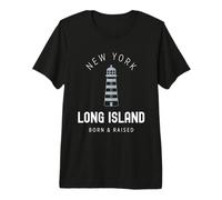 Long Island New York Vintage LI NY Lighthouse Born & Raised Premium T-Shirt