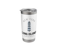 Long Island New York Vintage LI NY Lighthouse Born & Raised Stainless Steel Insulated Tumbler