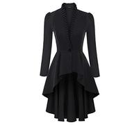 Long Jacket for Women Renaissance Victorian Waistcoat Jacket Gothic Steampunk Jacket Top, Black-long Sleeve, XXL