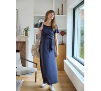 Long Jersey Knit Dress with Short Sleeves for Maternity anthracite