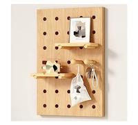 Long jump mat, Solid Wood Pegboard Wall Mounted Display Organizer Tool Storage for Home Office Garage Multicolor Multiple Sizes(Wood Color,(LxH)40x60cm)