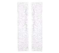 Long Keeper 1 Pair Punk Gothic Fingerless Long Gloves Ripped Hole Spider Web Half Finger Elbow Gloves for Women Halloween Glove for Costume Party Cosplay (White)