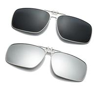 Long Keeper Clip-on Sunglasses - Polarised Clip on Sunglasses over Prescription Glasses for Men Women Flip up Anti Glare for Driving Fishing Outdoor