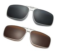Long Keeper Clip-on Sunglasses - Polarised Clip on Sunglasses over Prescription Glasses for Men Women Flip up Anti Glare for Driving Fishing Outdoor