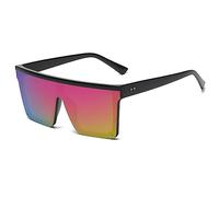 Long Keeper Flat Top Oversized Sunglasses - Square Sunglasses for Women Men Mirrored Rimless Sun Glasses Big Frame Fashion Shades UV400 Protection