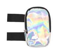 Long Keeper Holographic Thigh Bag for Women Carnival Adjustable Leg Bag Colorful Shiny Neon Rave Phone Pouch for Party Travel Running Sport (Silver)