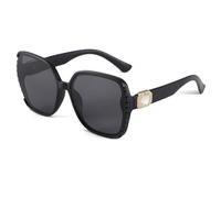 Long Keeper Oversized Sunglasses for Women Vintage Crystal 70s Square Sunglasses Retro Luxury Large Frame Driving Glasses UV400 Protection (Black Grey)