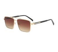 Long Keeper Pilot Sunglasses for Men Retro Square Double Bridge Sunglasses Vintage 70s Metal Sun Glasses Sunnies for Travel Driving UV400 Protection (Gold Gradient Brown)