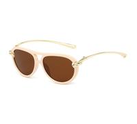 Long Keeper Pilot Sunglasses for Women Men Retro Oval Double Bridge Sunglasses Vintage 70s Travel Sun Glasses Sunnies UV400 Protection (Beige Brown)