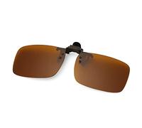 Long Keeper Polarised Clip On Sunglasses Over Prescription Glasses Unisex Rimless Rectangle Clip on Flip Up Sunglasses for Driving Fishing Sports Outdoor (Brown, 56)