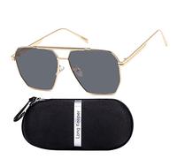 Long Keeper Polarised Pilot Sunglasses for Women Men Double Bridge Retro Square Sunglasses Metal Oversized Classic Aviation Shades UV400 Protection