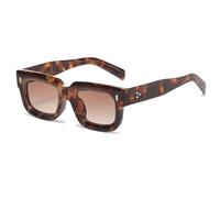 Long Keeper Rectangle Sunglasses for Women Men 90s Retro Rectangular Sunglasses Vintage Thick Small Square Chunky Sun Glasses UV400 Protection (Leopard Gradient Brown)