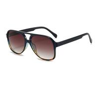 Long Keeper Retro 70s Polarised Pilot Sunglasses for Women Men Oversized Double Bridge Aviation Sunglasses Large Frame Vintage Shades UV400 Protection (Blue Leopard Frame Gradient Brown Lens)