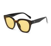 Long Keeper Retro Cat Eye Sunglasses Womens Cateye Sun Glasses Vintage Shades UV400 Protection (Black Yellow)