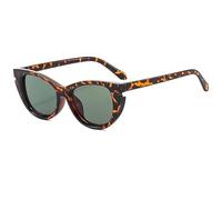 Long Keeper Retro Cat Eye Sunglasses Womens Trendy Gloss Triangle Cateye Sun Glasses Vintage Shades UV400 Protection (Leopard Green)