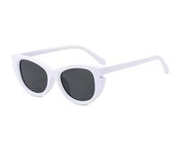 Long Keeper Retro Cat Eye Sunglasses Womens Trendy Gloss Triangle Cateye Sun Glasses Vintage Shades UV400 Protection (White Grey)