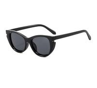 Long Keeper Retro Cat Eye Sunglasses Womens Trendy Gloss Triangle Cateye Sun Glasses Vintage Shades UV400 Protection (Black Grey)