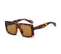 Long Keeper Retro Flat Top Oversized Sunglasses Men Womens Square Sunglasses Big Frame Fashion Shades UV400 Protection (Hawksbill Brown)