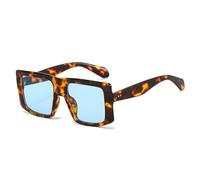 Long Keeper Retro Flat Top Oversized Sunglasses Men Womens Square Sunglasses Big Frame Fashion Shades UV400 Protection (Hawksbill Blue)