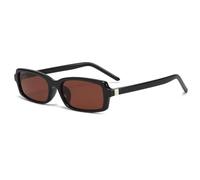 Long Keeper Retro Narrow Rectangle Sunglasses for Women Men 90s Y2K Tinted Sunglasses Trendy Flat Square Sun Glasses Anti UV400 Vintage Shades (Black Frame - Brown Lens)