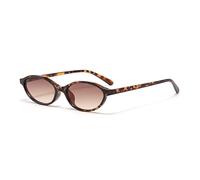 Long Keeper Retro Oval Sunglasses Fashion Small Oval Cat Eye Sun Glasses Vintage 90s Sunglasses Small Face Shades UV400 (Leopard Brown)