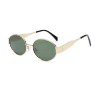 Long Keeper Retro Oval Sunglasses Polarised Small Metal Oval Sunglasses for Women Men Trendy Gold Oval Sun Glasses Vintage Shades UV400 Protection