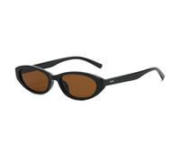 Long Keeper Retro Oval Sunglasses Womens Fashion Small Narrow 90s Sunglasses Vintage Tortoiseshell Slim Oval Sun Glasses Cat Eye Shades UV400 (Black Brown)