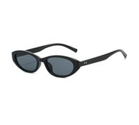 Long Keeper Retro Oval Sunglasses Womens Fashion Small Narrow 90s Sunglasses Vintage Tortoiseshell Slim Oval Sun Glasses Cat Eye Shades UV400 (Black Black)