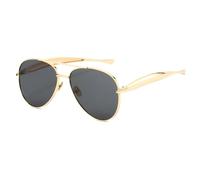 Long Keeper Retro Pilot Sunglasses for Women Men Gold Metal Oversized Aviation Sunglasses Trendy 70s Double Bridge Sun Glasses Anti UV400 Classic Vintage Shade (Gold Frame - Black Lens)