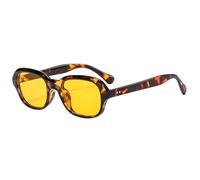 Long Keeper Retro Square Sunglasses for Women Men Vintage 70s 80s Tinted Rectangle Sun Glasses Trendy Slim Square Fashion Shades UV400 Protection (Leopard Frame - Orange Lens)