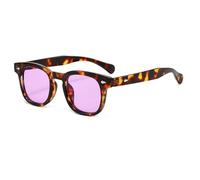 Long Keeper Retro Square Sunglasses Mens Womens Small Classic Vintage Sunglasses Unisex Lightweight Full Rim Square Driving Sun Glasses Anti UV400 (Leopard Frame - Purple Lens)