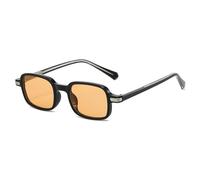 Long Keeper Small Rectangle Sunglasses for Women Men 90s Retro Square Sunglasses Trendy Vintage Rectangular Sun Glasses UV400 Protection (Black Orange)