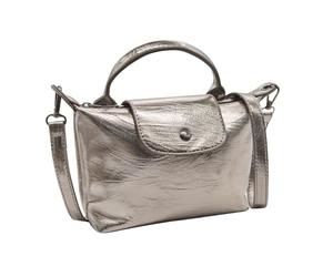 Long Keeper Small Women's Cross-body Bags PU Leather Metallic Shoulder Bag Top Handle Hobo Purse Clutch Bag Mini Tote Handbag with Zip for Women Ladies (Metallic Gun Grey)