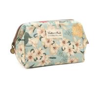 Long Keeper Travel Makeup Bag Floral Wide-Open Beauty Cosmetic Bags for Women Make Up Organiser Bag Toiletries & Beauty Essentials Waterproof Wash Bags (Green Base Lily)