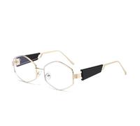 Long Keeper Trendy Gold Blue Light Glasses For Womens Men, Retro Polygons Computer Blue Light Blocking Glasses Eyes Protection Anti Glare UV400 (Black Clear)