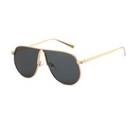 Long Keeper Trendy Oversized Pilot Sunglasses for Women Men Retro Aviation Gold Sunglasses Tinted Metal Sun Glasses Big Frame Vintage Shades UV400 Protection (Gold Frame - Dark Grey Lens)