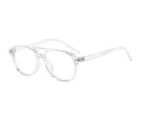 Long Keeper Vintage Blue Light Glasses Men Retro Pilot Sunglasses For Women 70s Double Bridge Classic Computer Glasses (Clear Transparent)