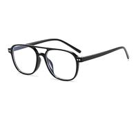 Long Keeper Vintage Blue Light Glasses Men Retro Pilot Sunglasses For Women 70s Double Bridge Classic Computer Glasses (Black Clear)