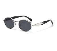Long Keeper Vintage Metal Oval Sunglasses Womens Mens 90s Retro Round Sunglasses Trendy Slim Oval Sun Glasses UV400 Protection Fashion Shades, 53mm
