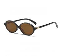 Long Keeper Vintage Small Oval Sunglasses Narrow 90s Sunglasses for Women Men Slim Round Oval Sun Glasses Trendy Retro Shades UV400 Protection (Black Frame - Brown Lens)