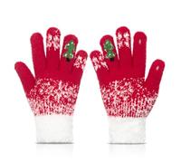 Long Keeper Warm Winter Gloves for Women Ladies Touchscreen Thermal Lined Stretchy Fluffy Knit Full Finger Mittens Snow Christmas Gifts Women's Gloves (Red)