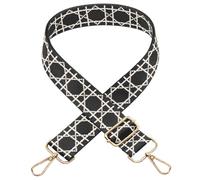 Long Keeper Wide Geometric Bag Strap Retro Adjustable Long Shoulder Strap Replacement Belt Crossbody Handbag Straps Guitar Style Purse Straps for Shoulder Bag (Black)