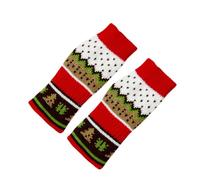 Long Keeper Winter Fingerless Gloves For Women Colorful Christmas half finger Gloves Soft Stretchy Festive Winter Gloves (Red)