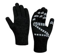 Long Keeper Winter Gloves for Men Touchscreen Fleece Lined Warm Gloves Non Slip Stretchy Knitted Large Mens Glove with Grip for Driving Running Cycling Skiing (Black, One Size)