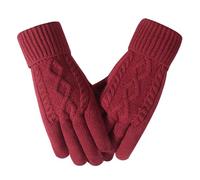 Long Keeper Winter Gloves for Women Men Touchscreen Stretchy Warm Gloves Argyle Lined Thermal Thick Knitted Glove for Running Cycling Skiing Driving (Red)