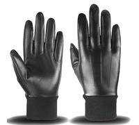 Long Keeper Winter Leather Gloves for Men Warm Gloves Texting Touch Screen Driving Cycling Motorcycle Gloves (Full Finger Three Lines)