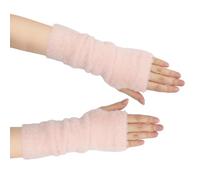 Long Keeper Winter Long Fingerless Gloves for Women Cozy Faux Fur Fingerless Hole Gloves Thermal Wrist Mittens Y2K Arm Warmers Long (Pink)