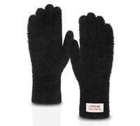 Long Keeper Winter Plush Fluffy Full Finger Gloves Womens Warm Extended Touchscreen Mitts Knit Stretchy Coloured Gloves For Driving Cycling Hiking (Black)
